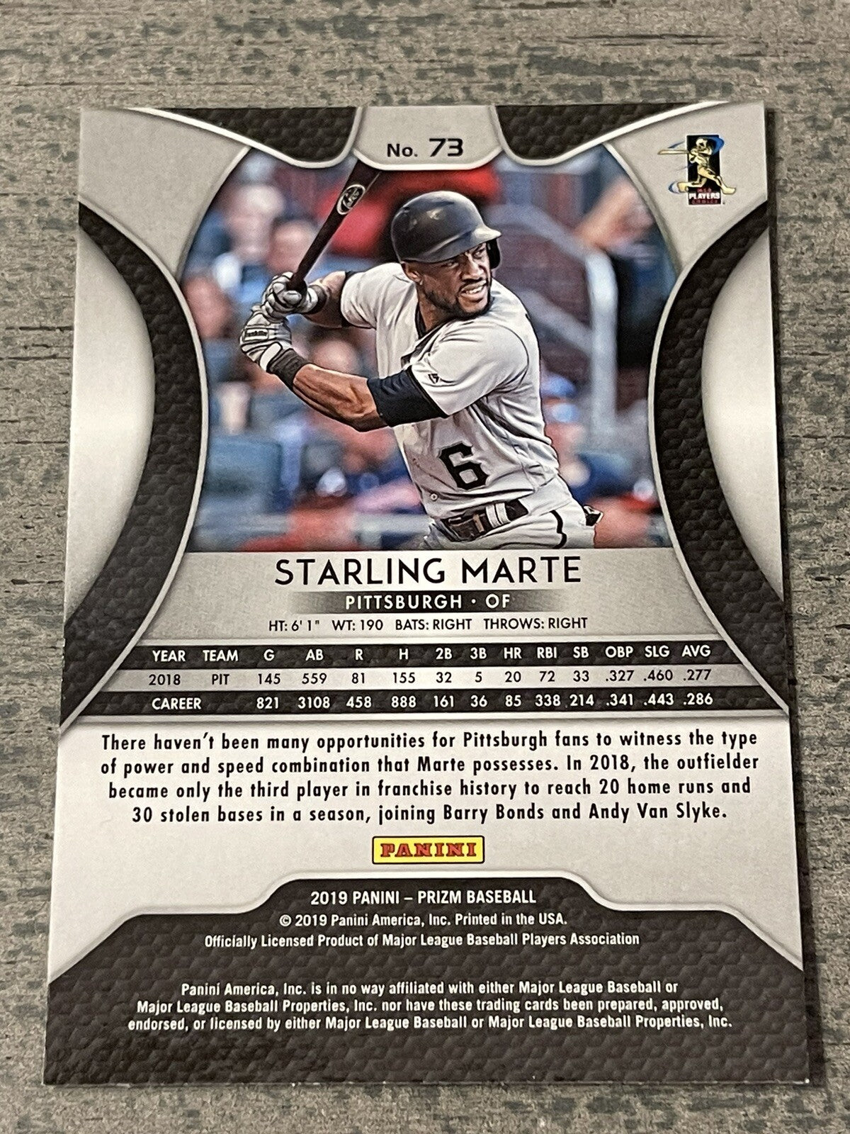 2019 Panini Prizm Set STARLING MARTE PRIZM PARALLEL #73 PITTSBURGH PIRATES