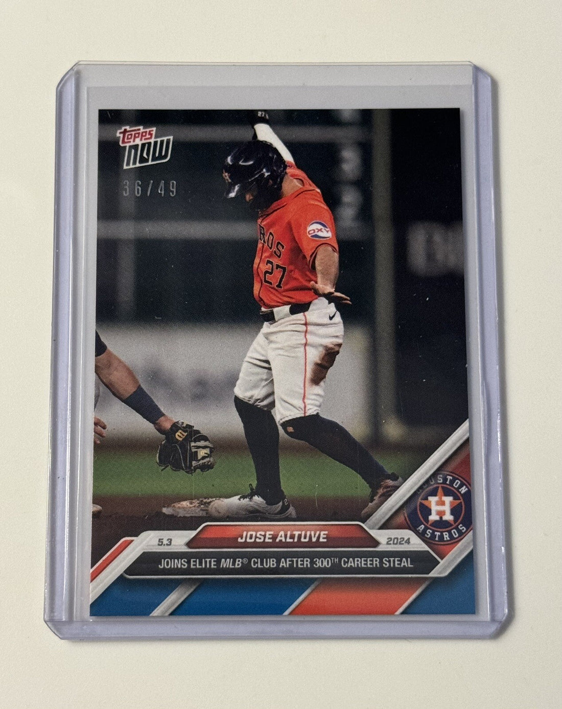 36/49* 2024 Topps Now Jose Altuve MLB Houston Astros 300th Steal #151 - IN HAND!