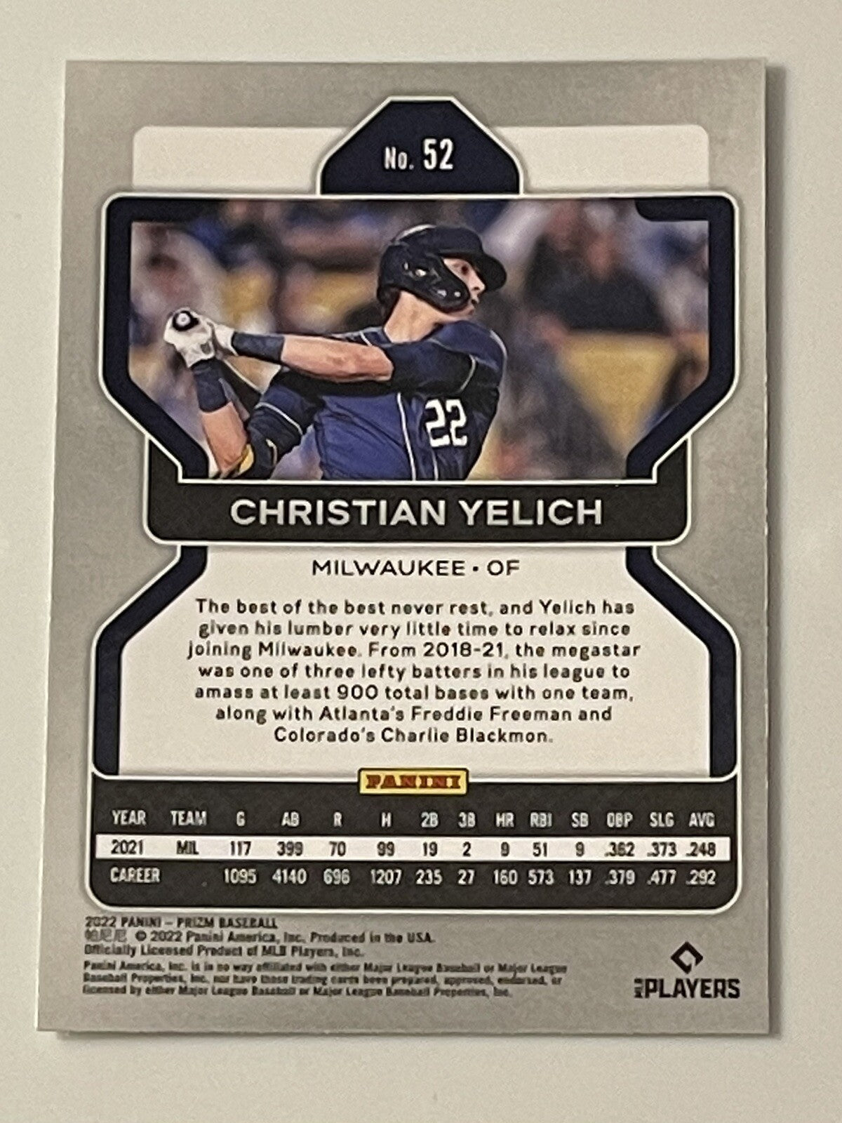 2022 Prizm Baseball -CHRISTIAN YELICH- Prizm Card #52 MLB Milwaukee Brewers