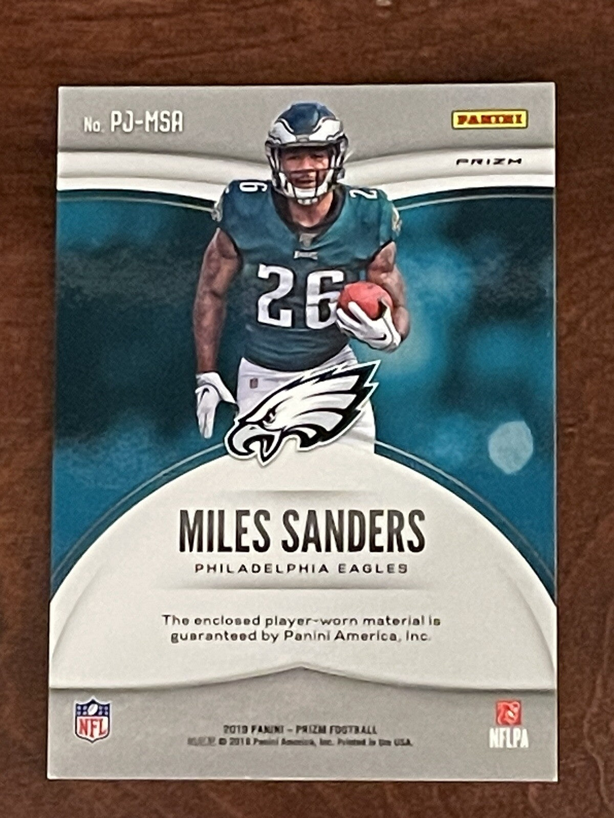 2019 Panini Prizm PJ-MSA Miles Sanders Premier Jerseys Rookie Patch Silver Prizm