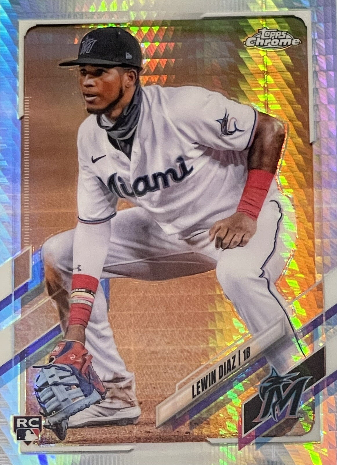 🔥 2021 Topps Chrome LEWIN DIAZ RC REFRACTOR #83 MLB Miami Marlins 🔥
