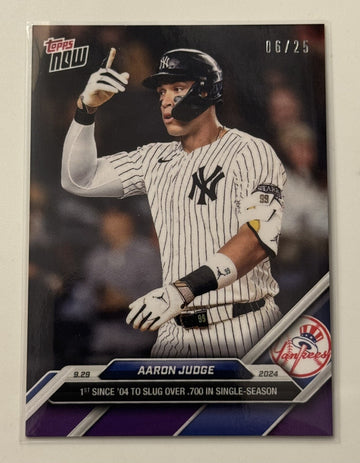 ALL RISE! 6/25* Aaron Judge* .700 Slugging % MLB 2024 Topps NOW NY Yankees #776*