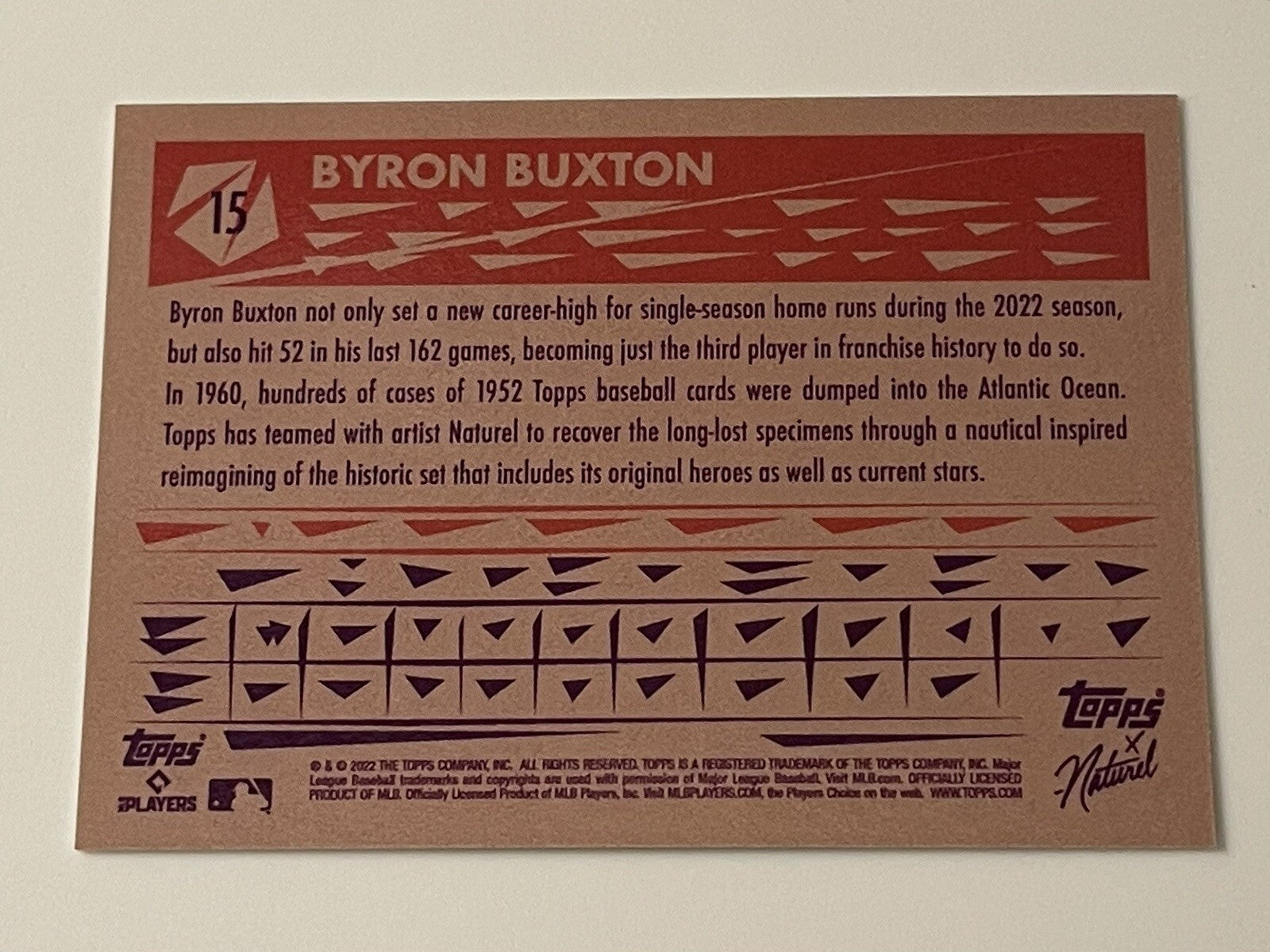 2022 Topps X Naturel 1952 Baseball BYRON BUXTON #15 Collection Edt. Foil Twins