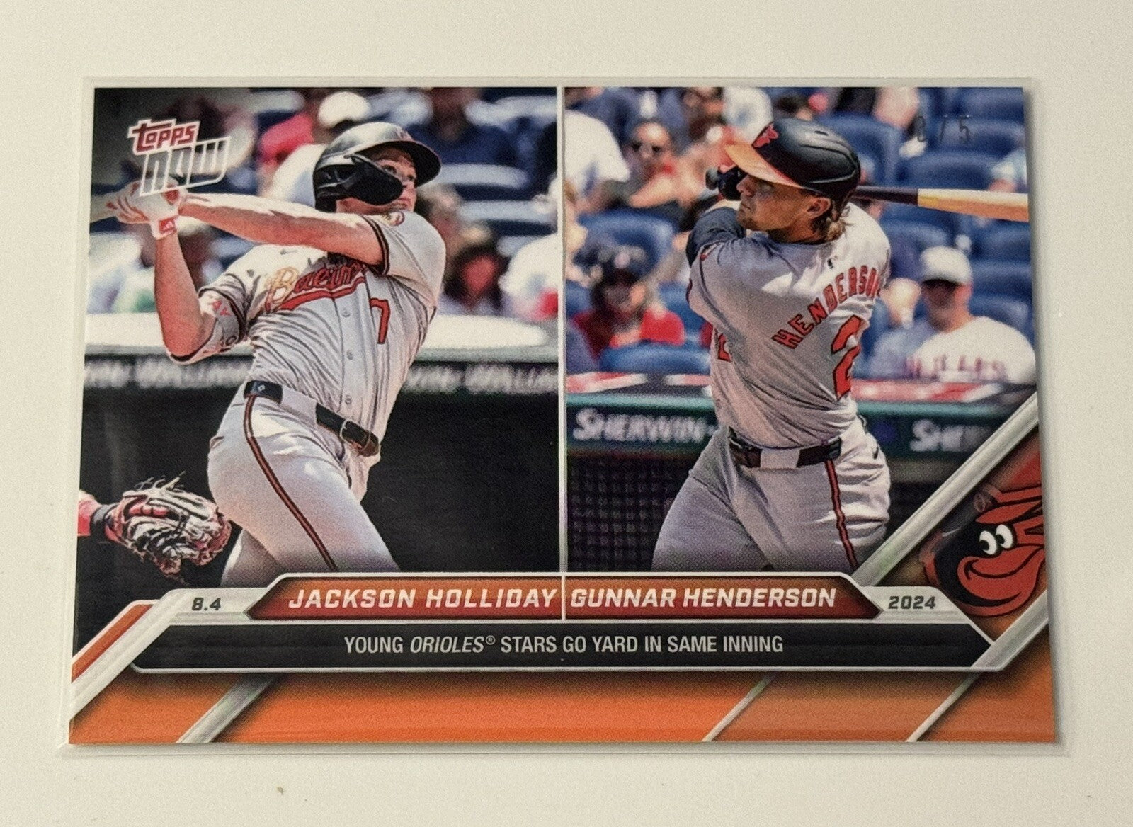 3/5! Jackson Holliday & Gunnar Henderson Go Yard* MLB Orioles 2024 Topps Now 513