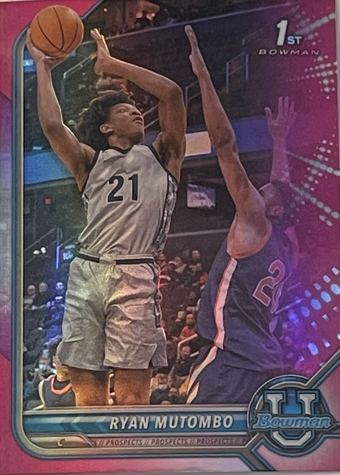 2021-2022 BOWMAN CHROME PINK REFRACTORS 1ST RC RYAN MUTOMBO ROOKIE NCAA HOYAS