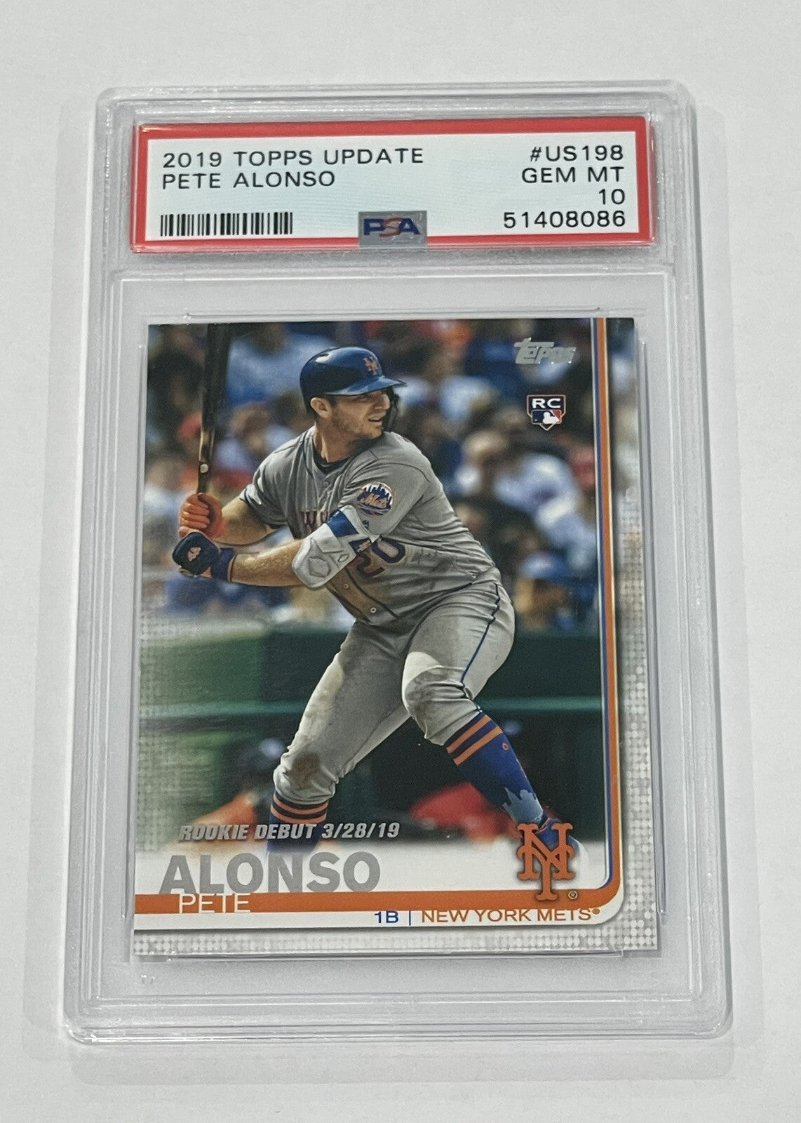 2019 Topps Update Pete Alonso* RC MLB New York Mets Card #US198 Rookie - PSA 10*