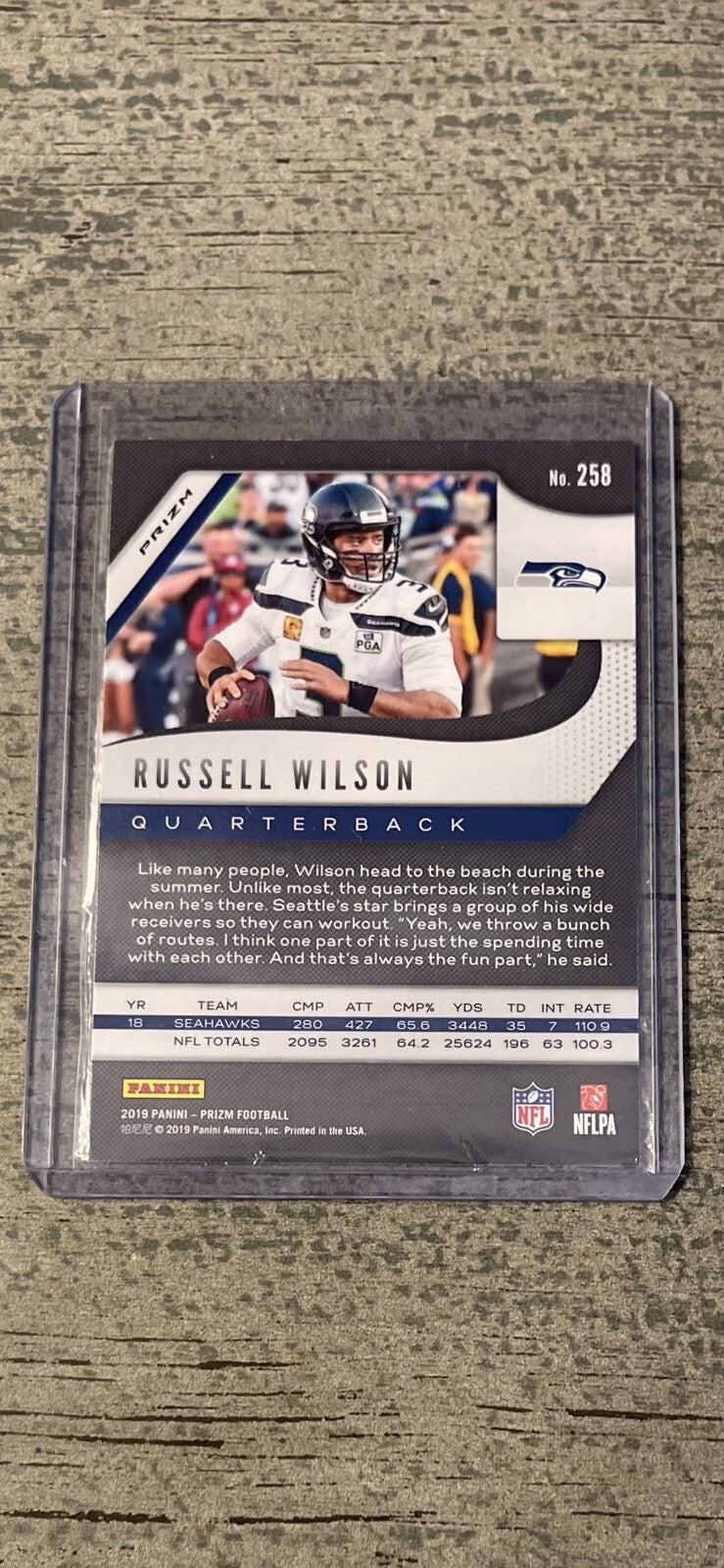 2019 Panini Prizm Lazer Prizm -  Russell Wilson - Card #258 - Seattle Seahawks