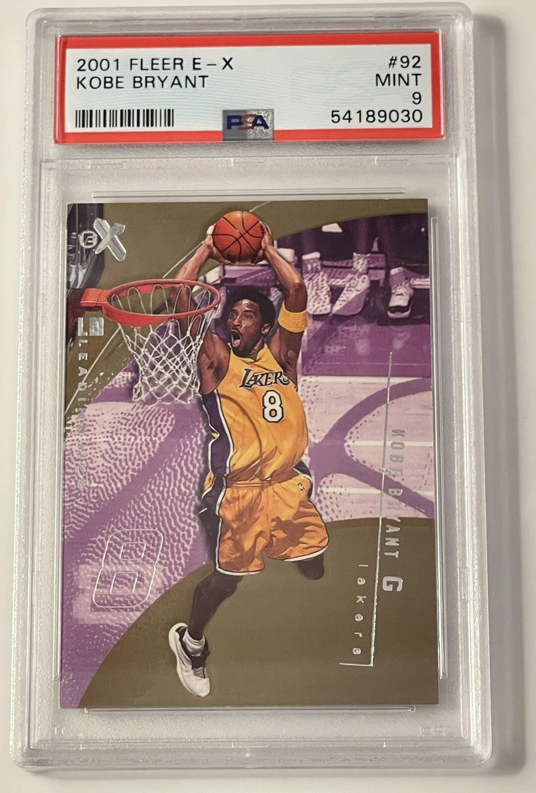 2001-02 FLEER E-X - Kobe Bryant - #92 - NBA LOS ANGELES LAKERS,* - HOF* - PSA 9*