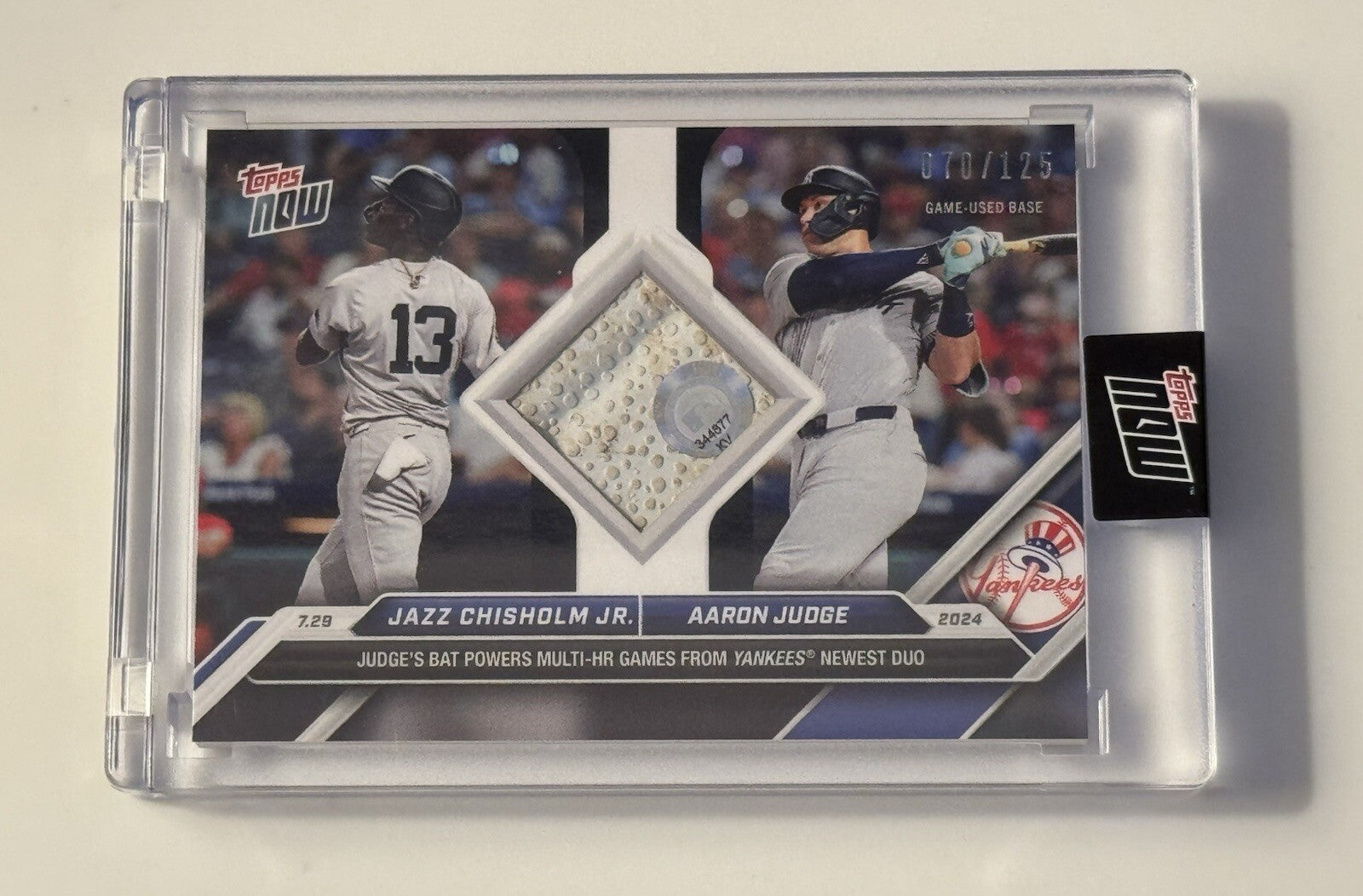 70/125 Aaron Judge Jazz Chisholm Jr 2024 Topps NOW Game Used Base Relic Encased*