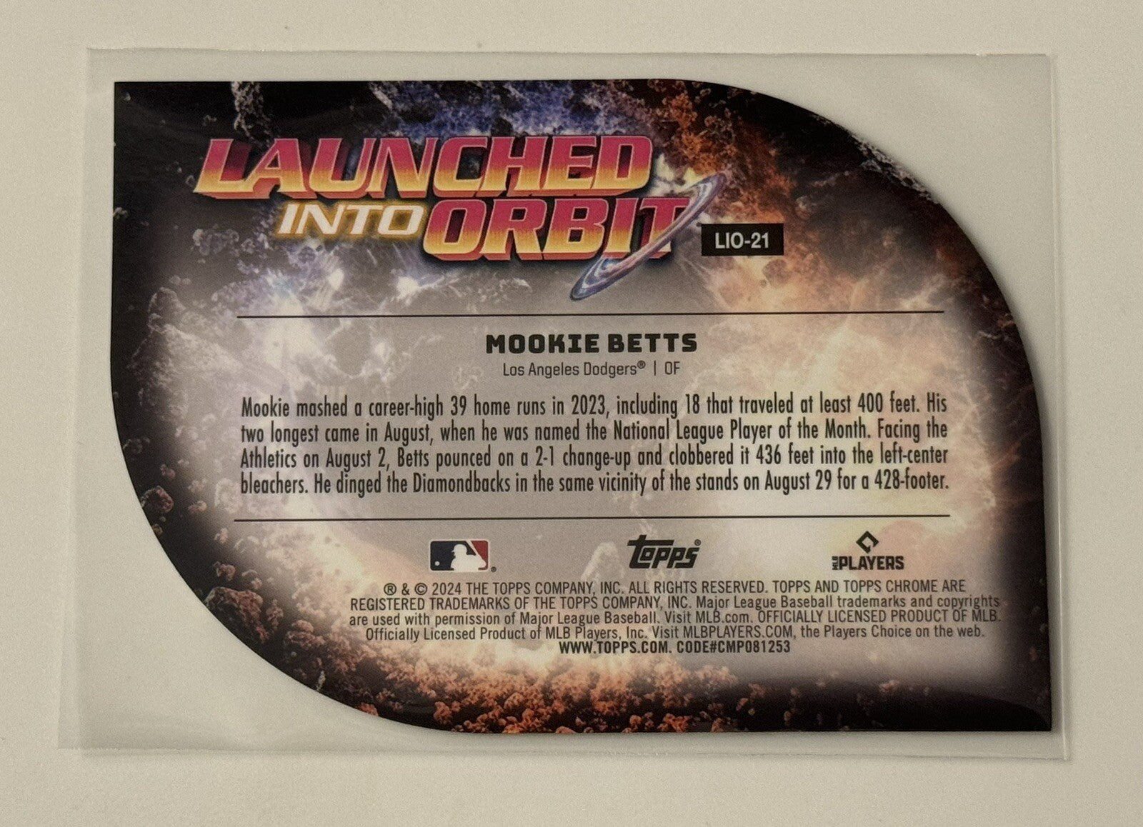 2024 Topps Chrome Cosmic Mookie Betts* Die Cut Launched Into Orbit Refractor #21