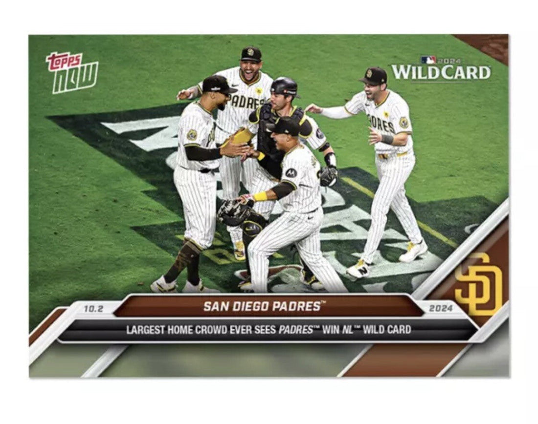 San Diego Padres 2024 Topps NOW MLB card featuring largest home crowd celebration