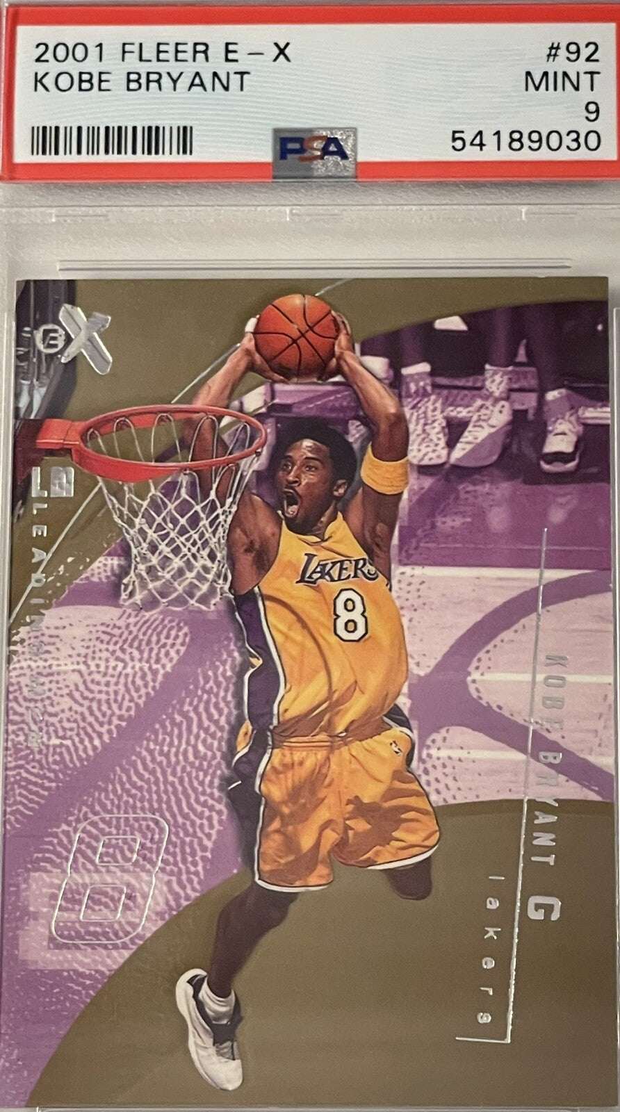 2001-02 Fleer E-X Kobe Bryant Los Angeles Lakers basketball card PSA 9 mint condition