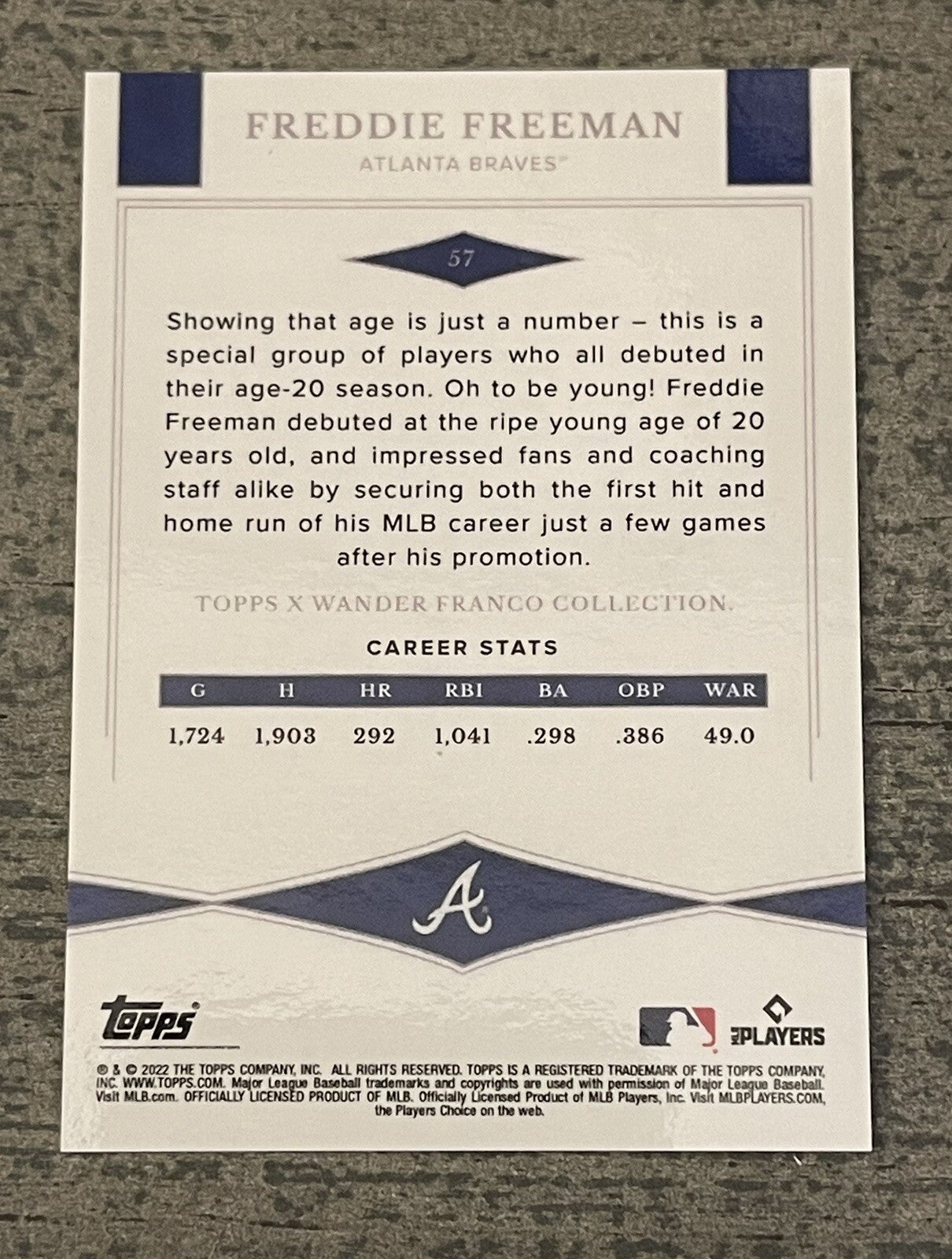 Freddie Freeman - 2022 Topps X Wander Franco Collection #57 - MLB Atlanta Braves
