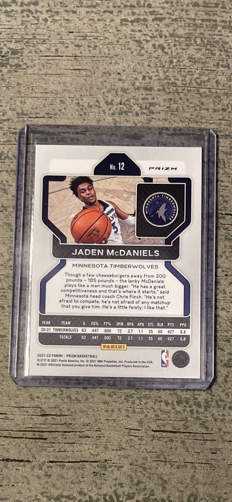 2021-22 Panini Prizm Jaden McDaniels PRIZM WAVE #12 NBA Minnesota Timberwolves