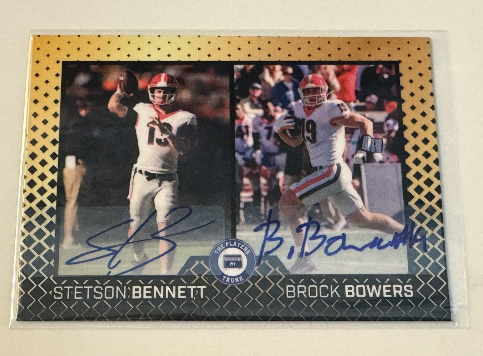 9/50! Brock Bowers/Stetson Bennett Gold Dual Auto RC UGA Bulldogs 2 TIME Champs*
