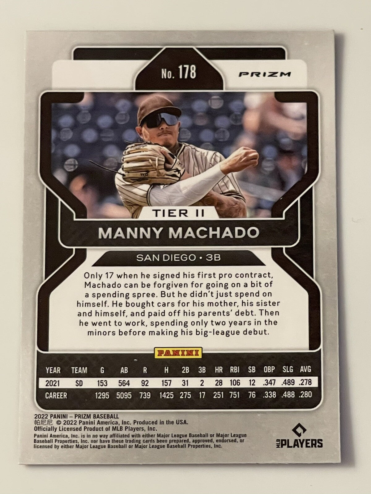 2022 Panini Prizm #178 Manny Machado TIER 2 San Diego Padres Purple Refractor
