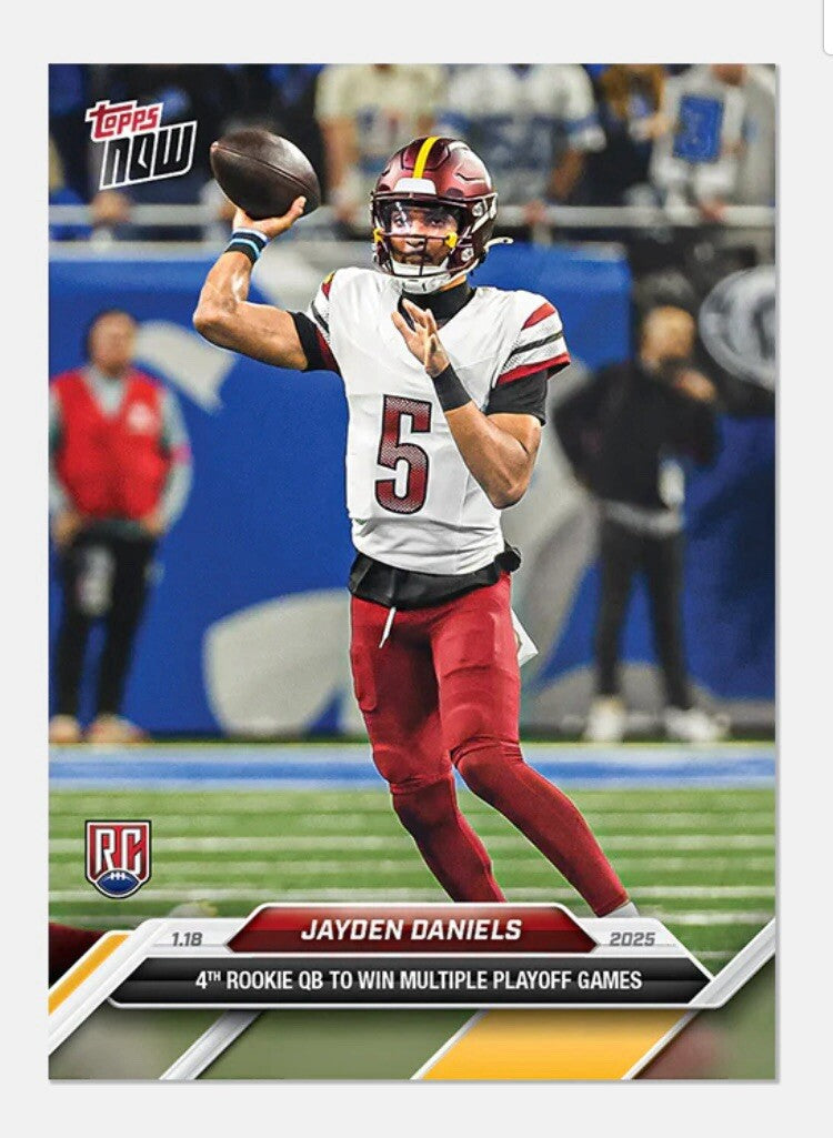 Jayden Daniels Rookie Card 2024 Topps Now Washington Commanders quarterback multiple playoff wins collectible