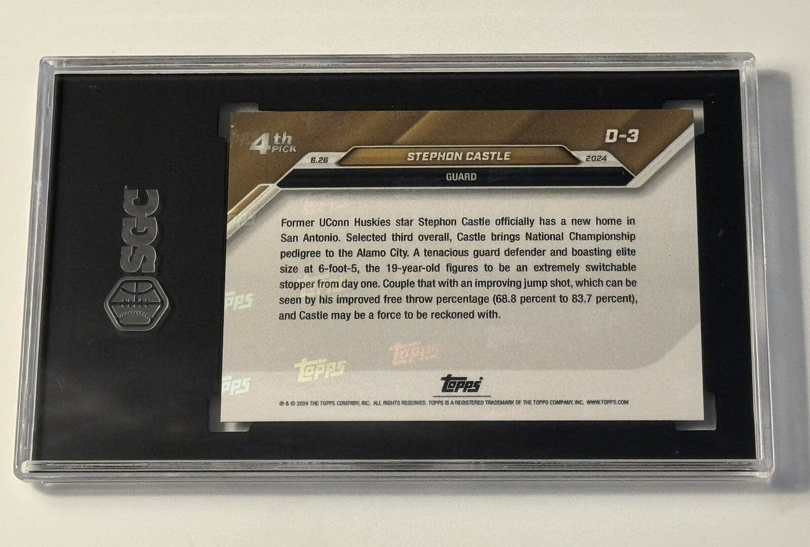 7/25* Stephon Castle 2024 Topps Now NBA #D-3 Draft Night Rookie SA Spurs SGC 10*