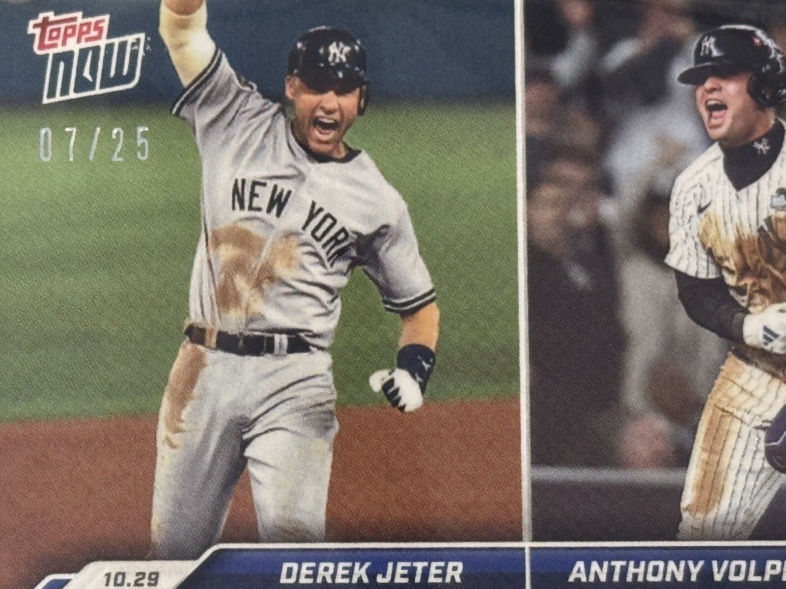 7/25 Anthony Volpe/Derek Jeter 2024 Topps NOW 3 Runs In WORLD SERIES GAME READY!