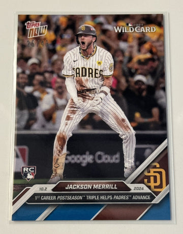 25/49* Jackson Merrill RC 1st Triple Help Advance Padres MLB Topps NOW Card 797*