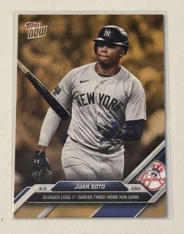 Juan Soto GOLD* BONUS 2024 MLB TOPPS NOW Card #ODB29 3 Home Run GAME NY Yankees*