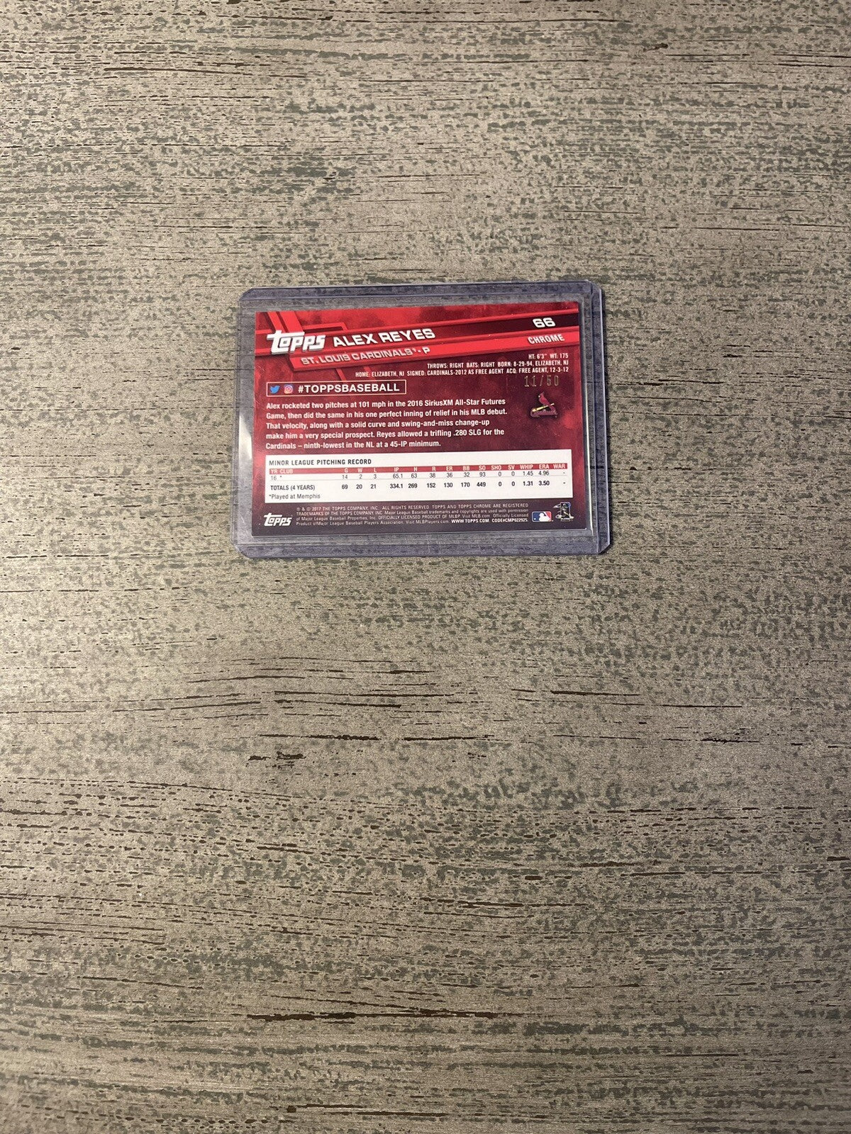 2017 Topps Chrome - Alex Reyes - #66 - 11/50 RC Refractor - St. Louis Cardinals