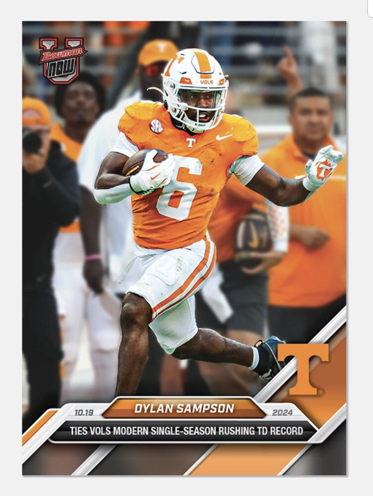 Dylan Sampson RC Ties Vols TD Record 2024 Bowman U Now Football Card 30 - READY!