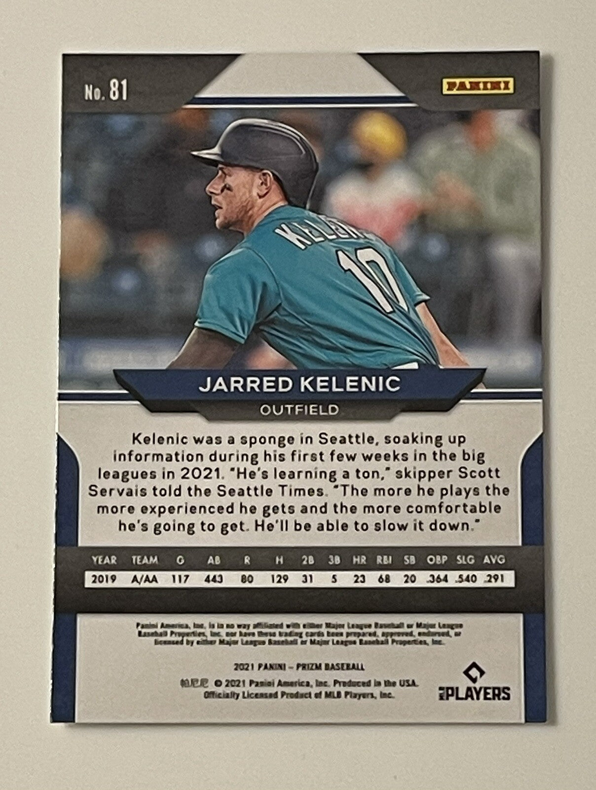 2022 Prizm Baseball -JARRED KELENIC-RC Prizm Card #81 MLB Seattle Mariners