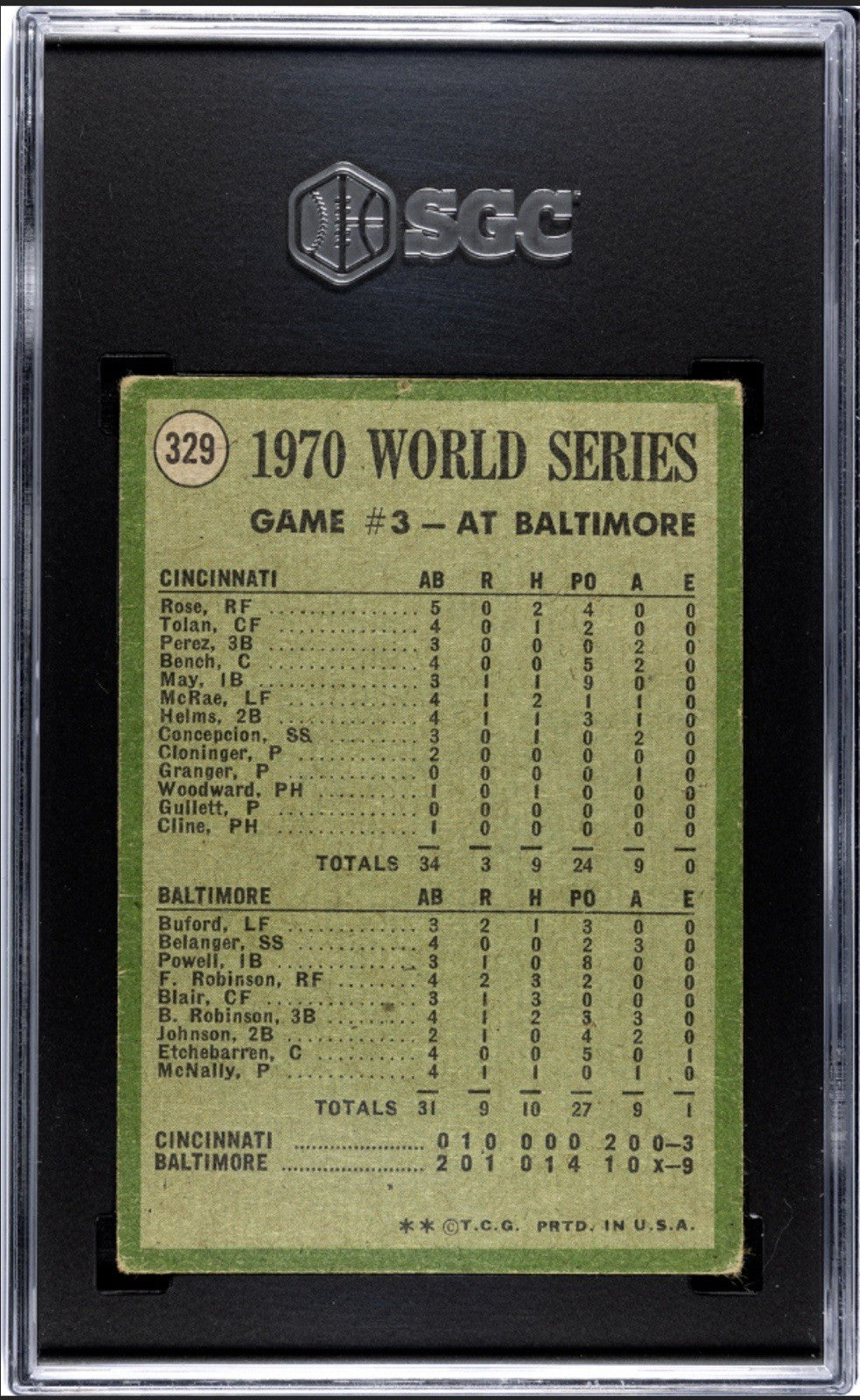 1971 Topps MLB World Series Game 3 SGC 1 Card #329 - 54 HOF Players In This Set!