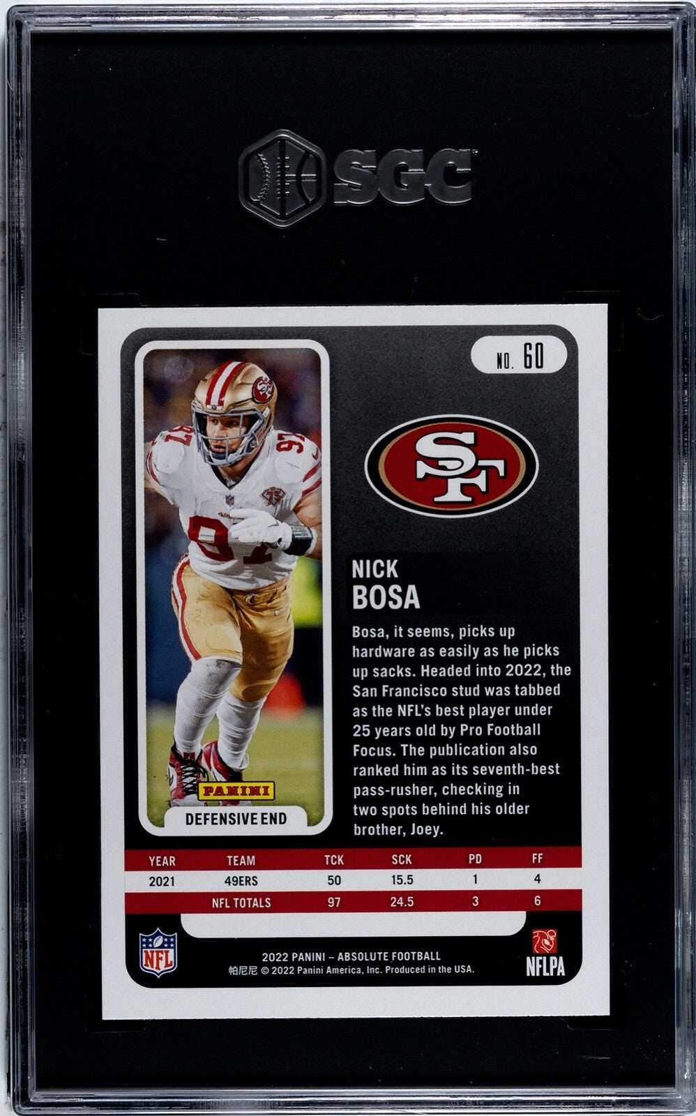 2022 Panini Absolute Nick Bosa San Francisco 49ers graded football trading card