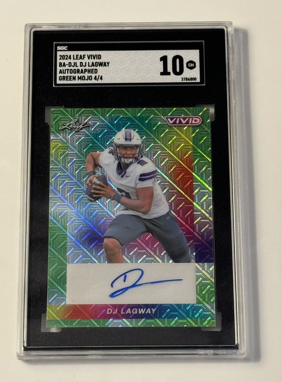 4/4 DJ Lagway RC* Auto 2024 LEAF VIVID FOOTBALL T-DJL Green MOJO GATORS - SGC 10