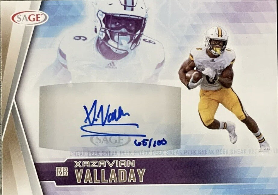 2022 Sage High Series Sneak Peak  Auto #SPA-XV Xazavian Valladay - 68/100 -  ASU