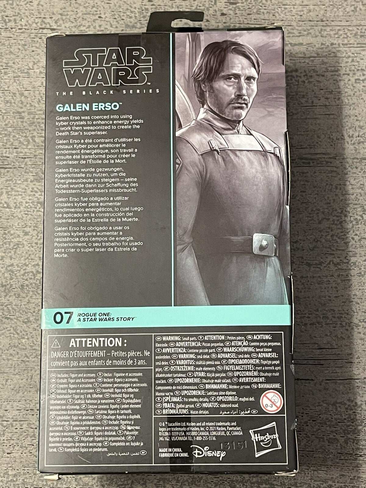 Star Wars The Black Series Rogue One Galen Erso action figure box back view