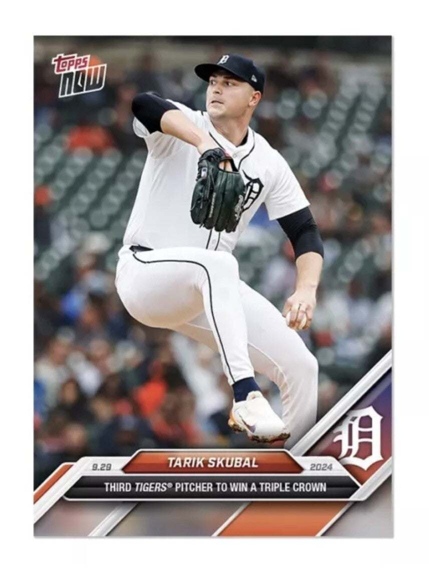 Tarik Skubal Triple Crown 2024 MLB Topps Now Detroit Tigers pitching card