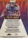 1/6 Carson STEELE AUTO 2024 Leaf Vivid Futures Card #VF-CS1 Prismatic NFL Chiefs