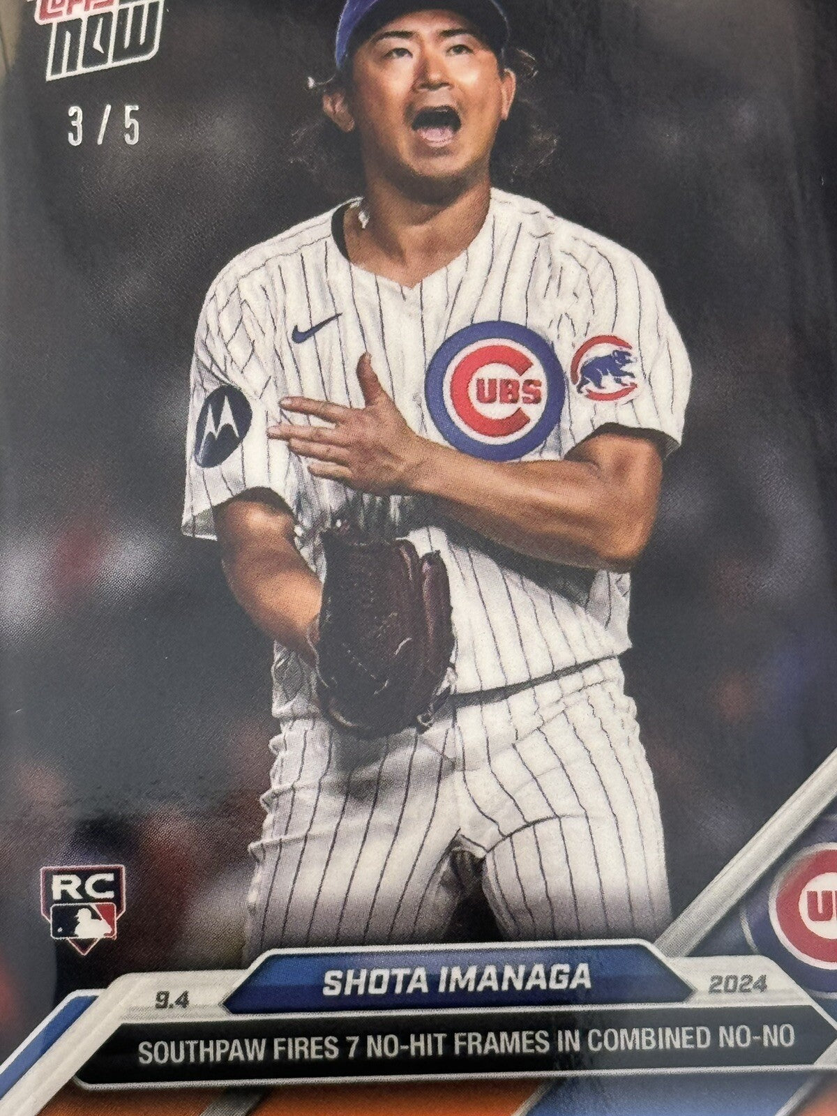 3/5! Shota Imanaga RC* - 2024 MLB TOPPS NOW Card 647 COMBINED NO-NO Chicago Cubs