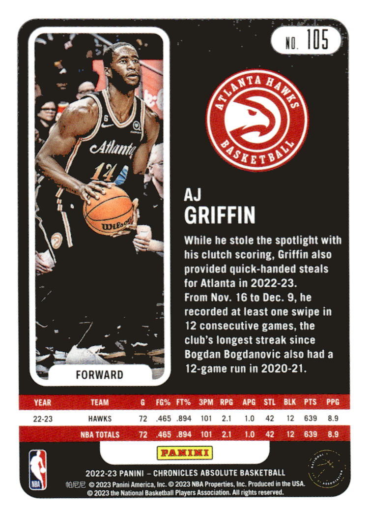 2022-23 Panini Chronicles #105 AJ Griffin Pink