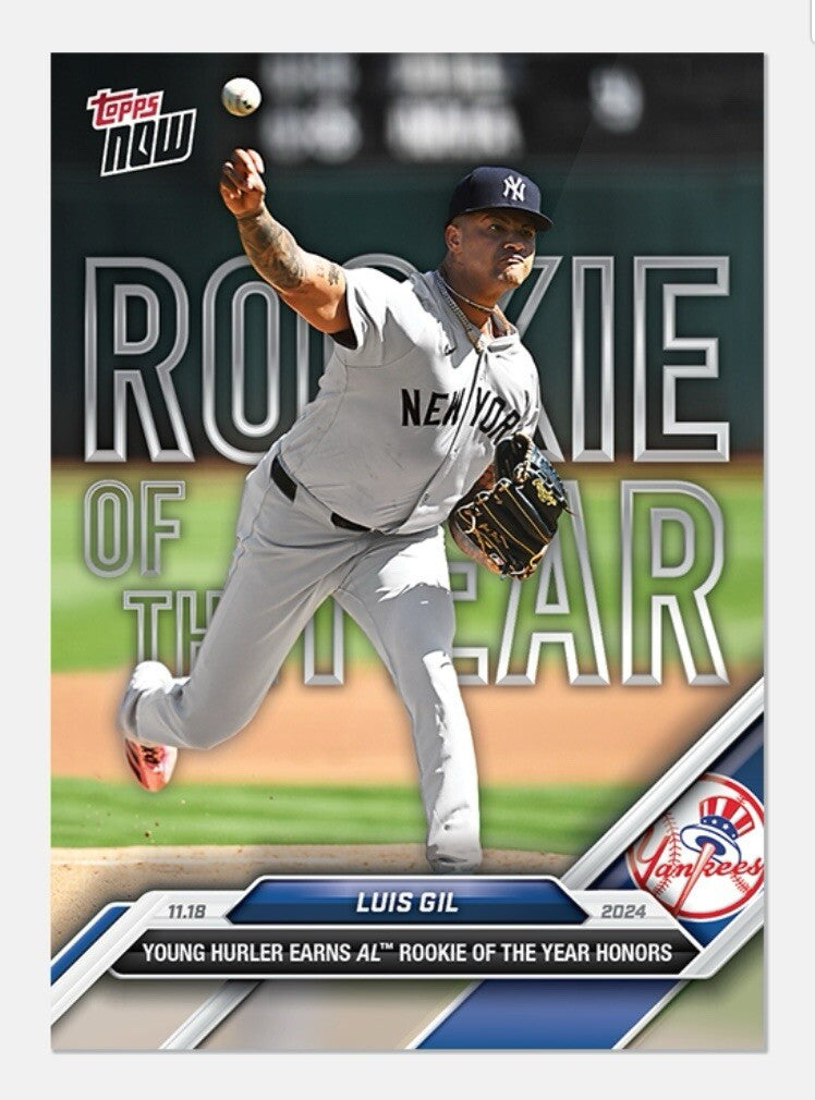 LIMITED Luis Gil - 2024 MLB Topps NOW OS-1 ROOKIE OF THE YEAR - Yankees - READY!