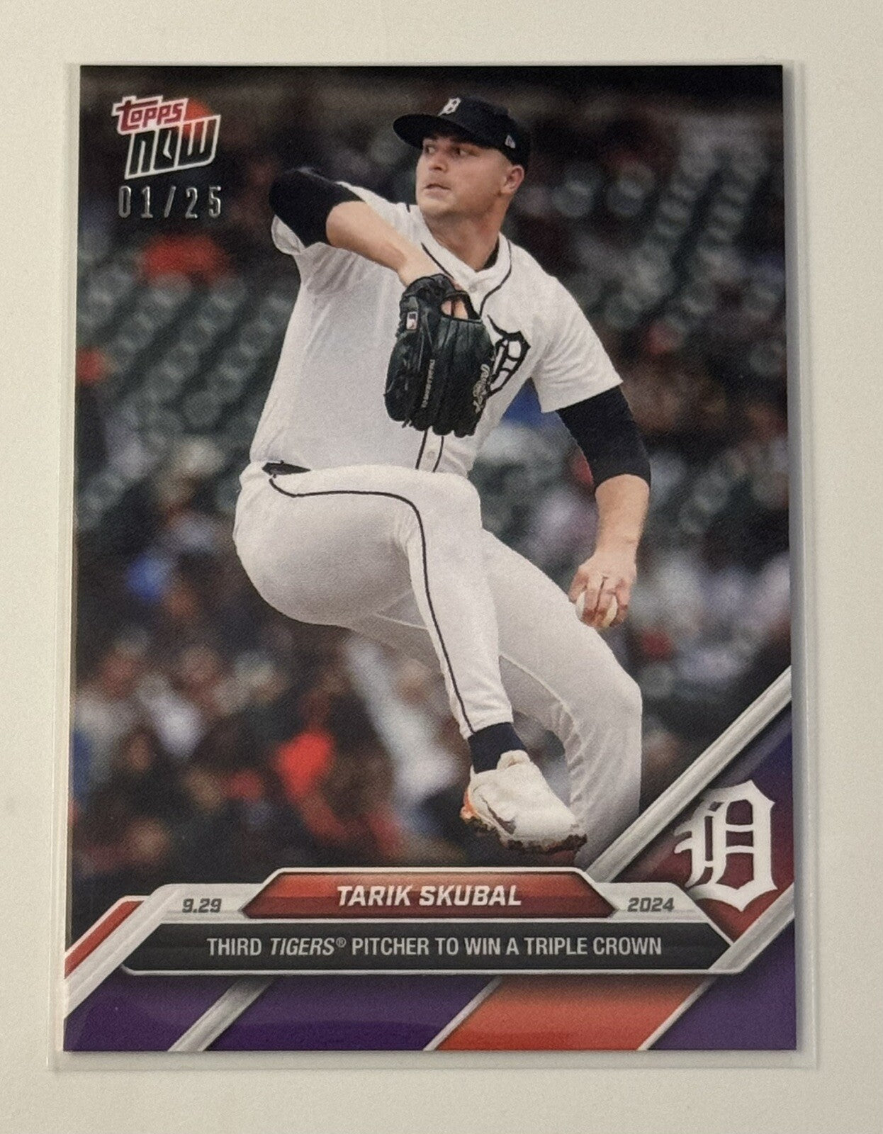 1/25* Tarik Skubal Wins Triple Crown - 2024 MLB Topps NOW Detroit Lions Card 773