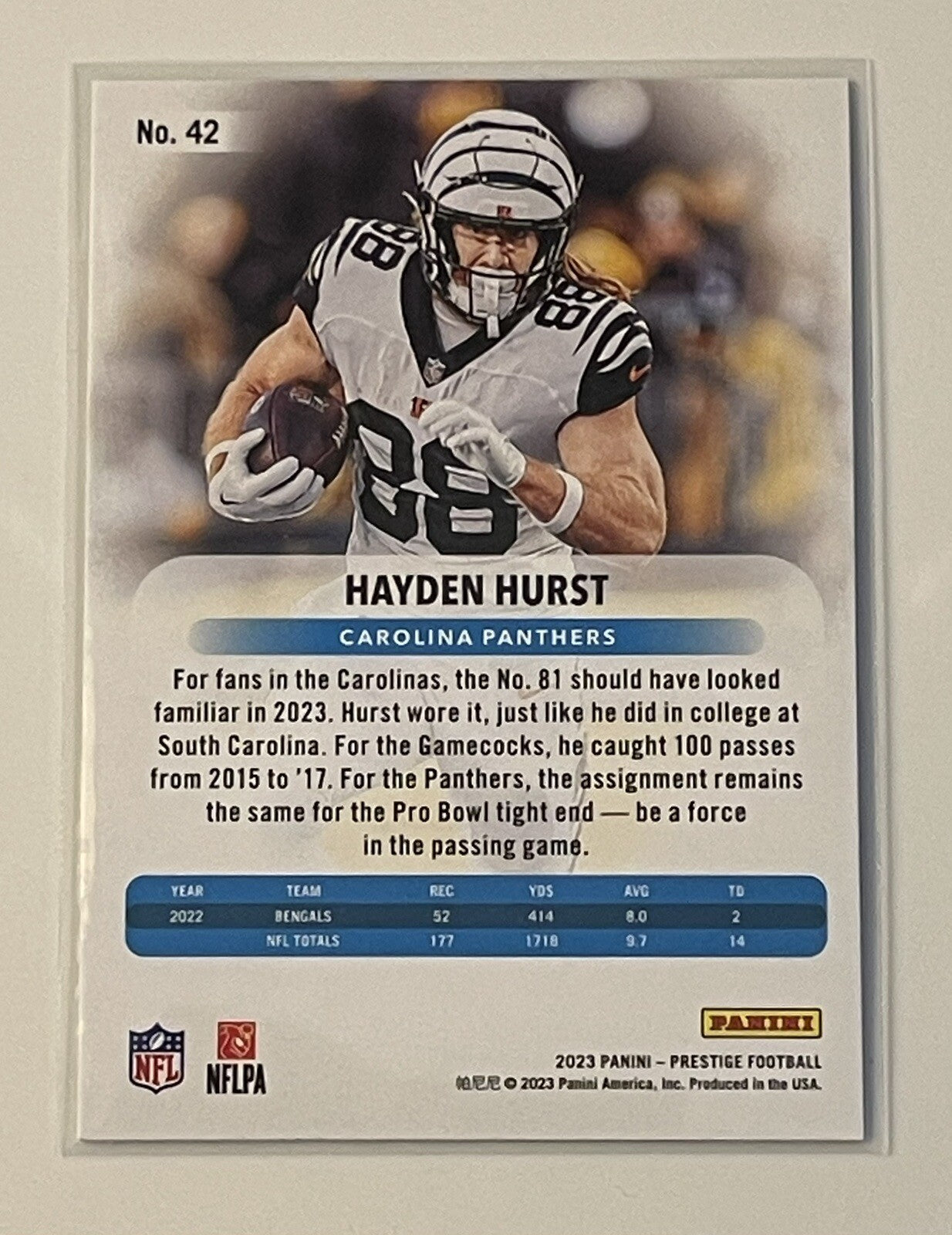 Hayden Hurst* 2023 Panini Prestige Hyper Xtra Points - NFL Carolina Panthers #42