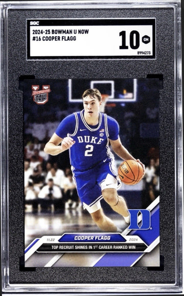 LIMITED Cooper Flagg RC 2024 Bowman U 1st Ranked Win Duke Blue Devils #16 SGC 10
