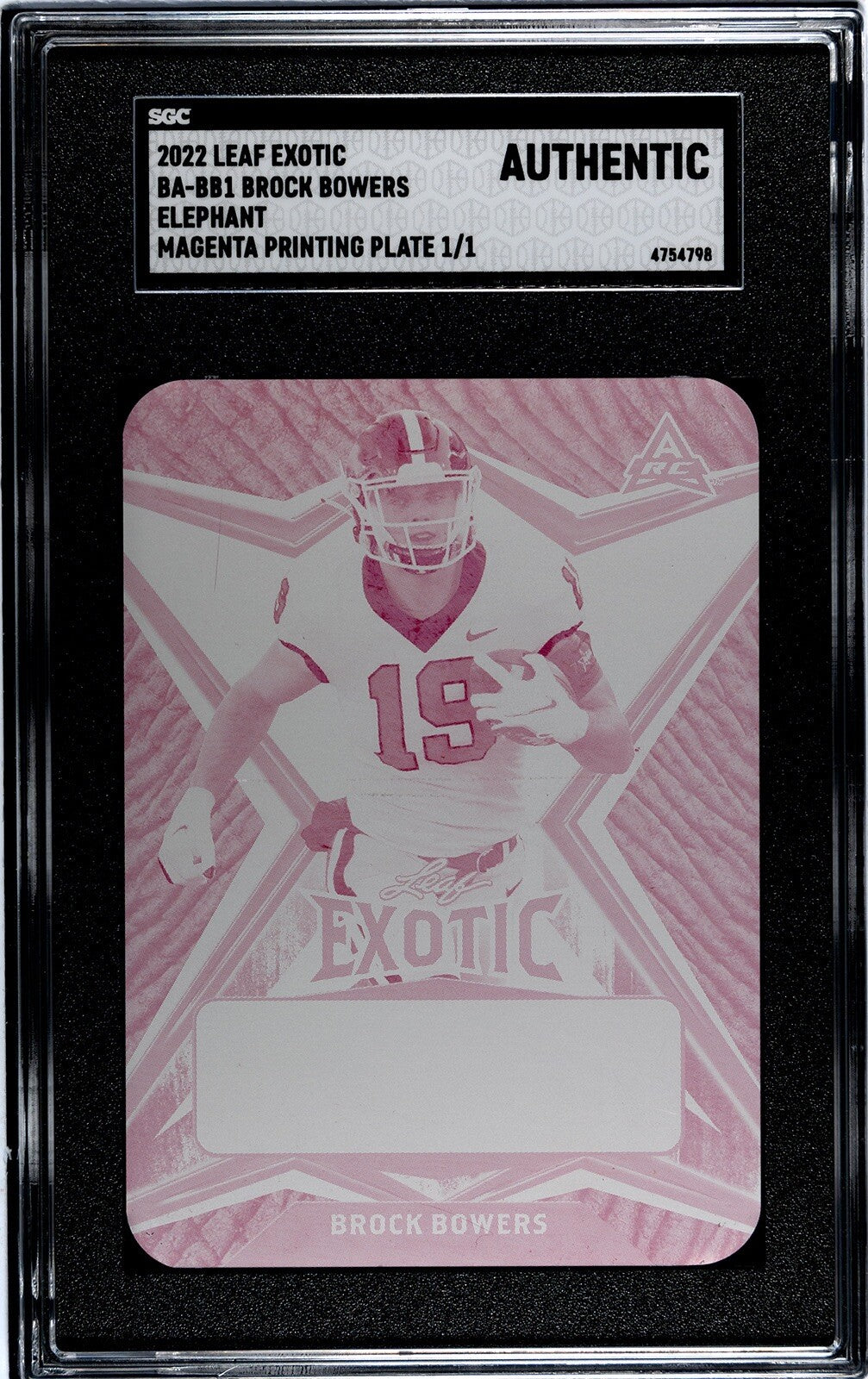 1/1 Brock Bowers RC 2022 Leaf EXOTIC Magenta Elephant Printing Plate - UGA Dogs*
