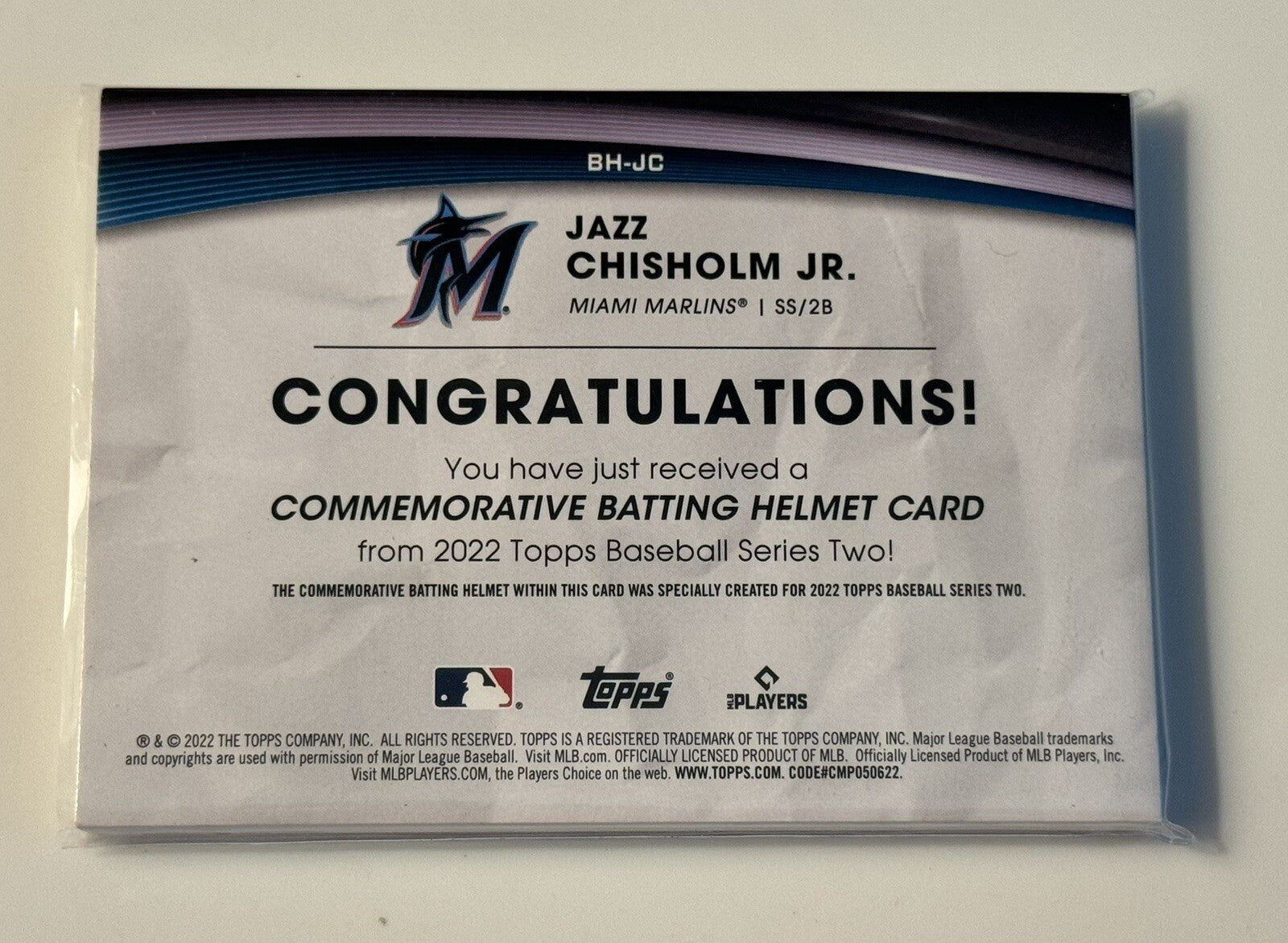 2022 Topps Series 2 Yankees/Marlins Jazz Chisolm Jr. - MLB Batting Helmet #BH-JC