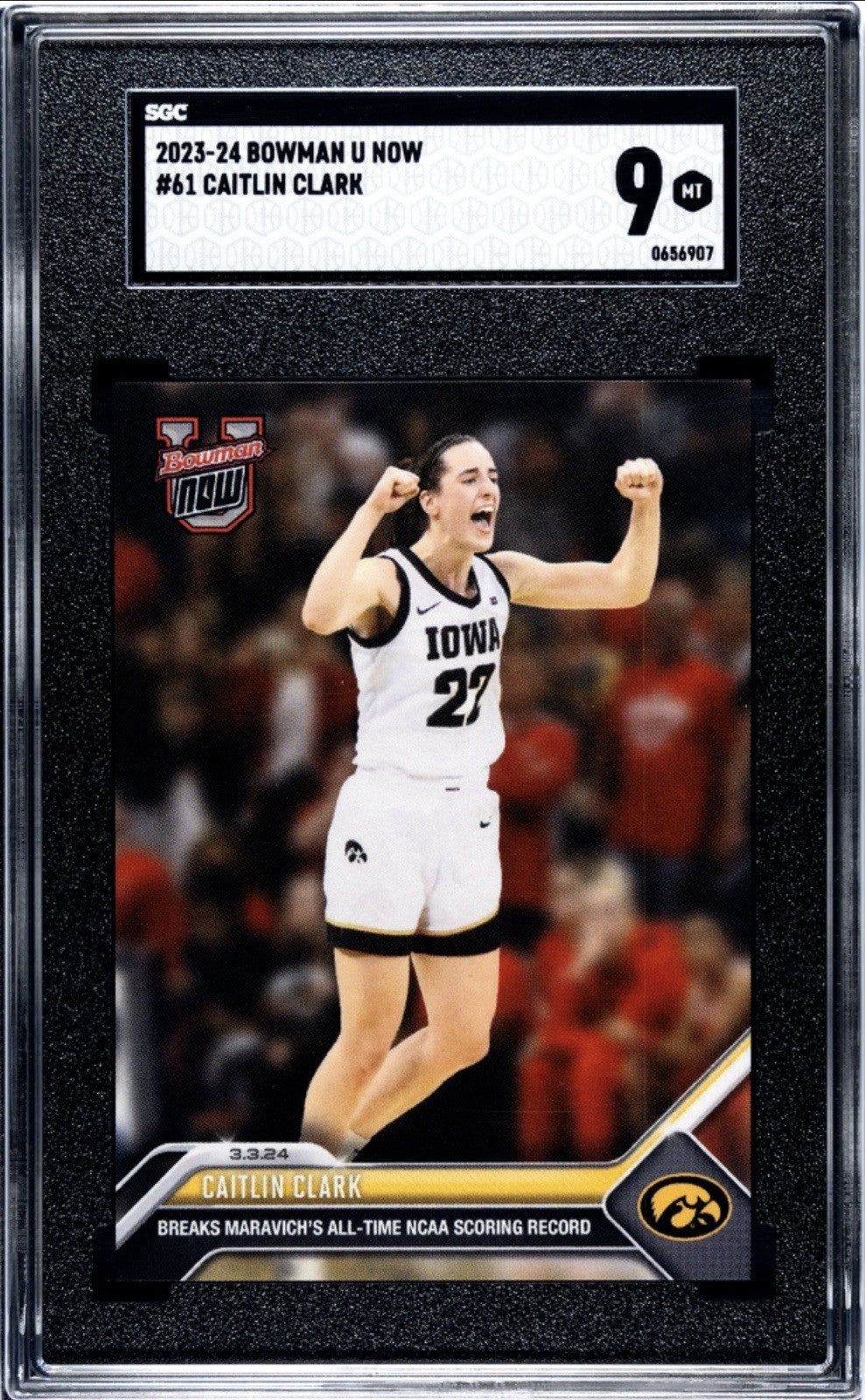 2023-24 Bowman U Now Caitlin Clark RC* Card #61 NCAA Hawkeyes/WNBA Fever - SGC 9