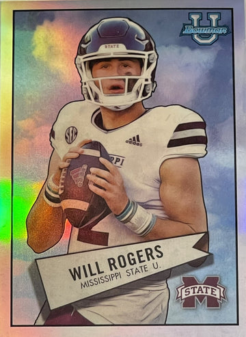 WILL ROGERS 2022 Bowman Chrome NCAA 1952 Insert Refractor #52BF-10 - MS Bulldogs