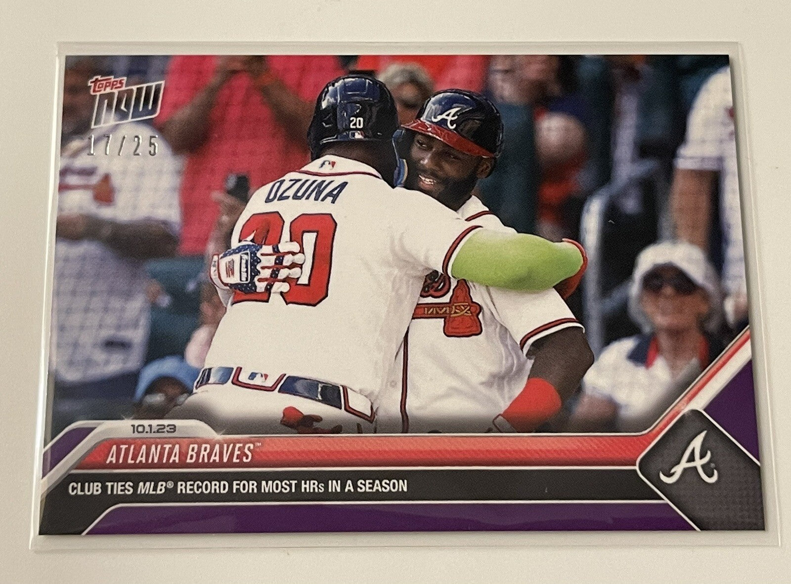 Atlanta Braves 17/25 Ties HR Record 2023 MLB Atlanta Braves TOPPS NOW 306 HR 956