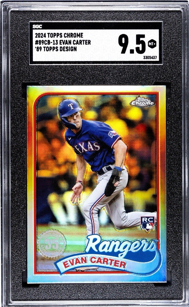 2024 Topps Chrome Evan Carter RC* 89 Throwback Refractor 89CB-13 Rangers SGC 9.5