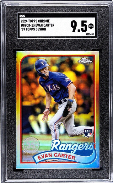 2024 Topps Chrome Evan Carter RC* 89 Throwback Refractor 89CB-13 Rangers SGC 9.5