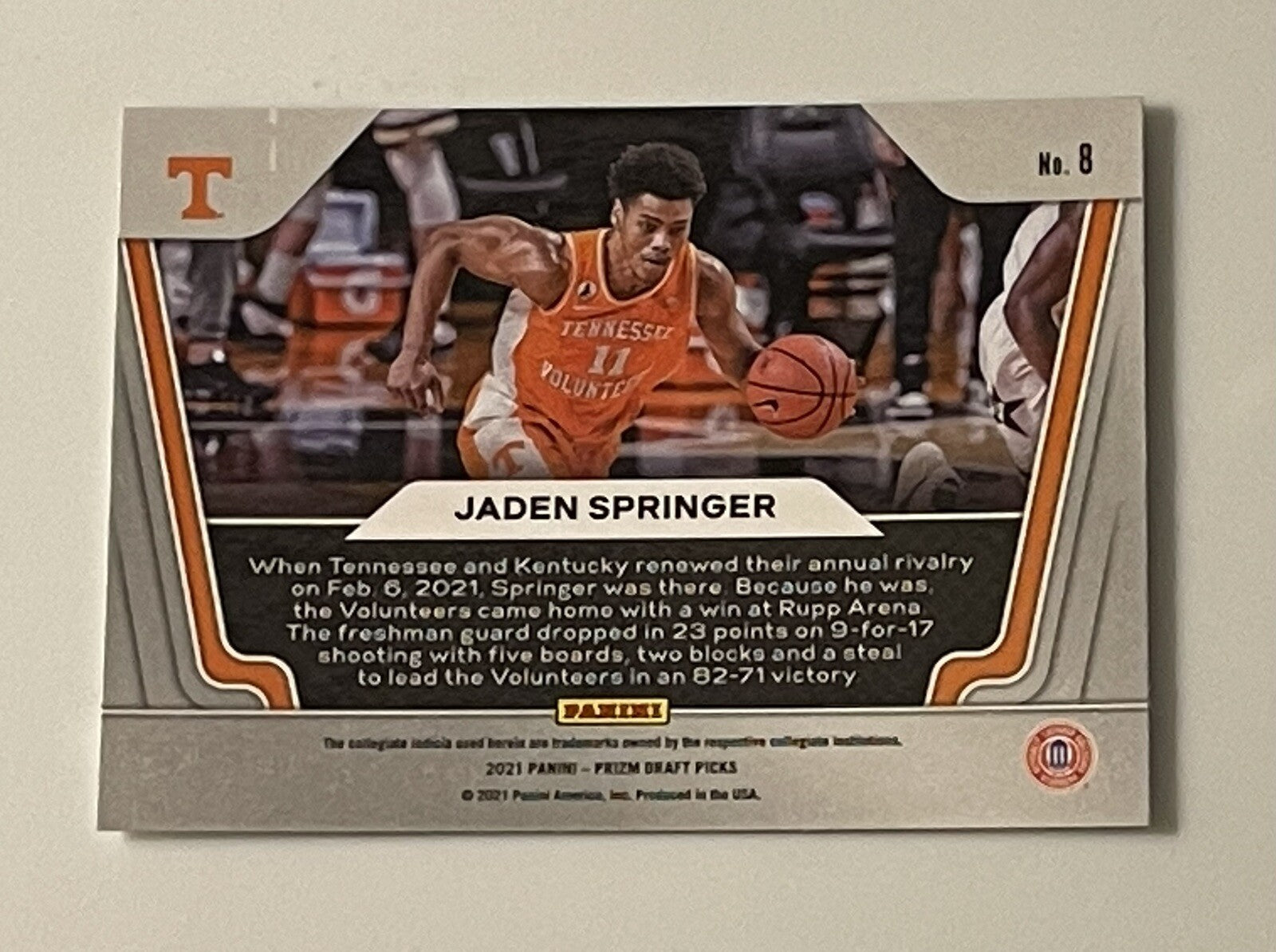 2021 Panini Prizm JADEN SPRINGER RC Widescreen Card #8 NBA Rookie 76ers