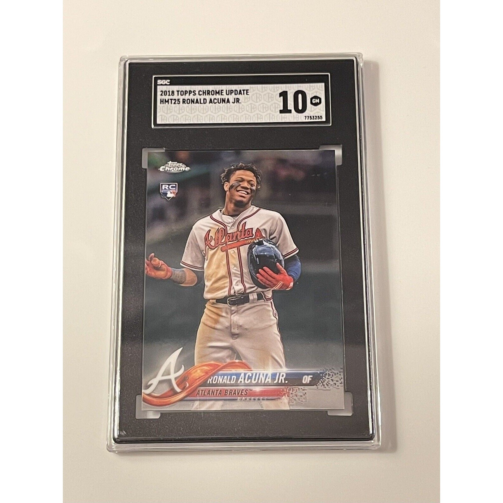 2018 Ronald Acuna Jr Topps Chrome Update #HMT25 SGC Gem Mint 10 Braves baseball card